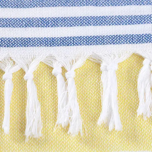 Рушник пештемаль Lovely Svi бавовняний, пляжний, хамам, spa - XХL 100x180 см Yellow/Blue Stripes (8032025) - фото 5