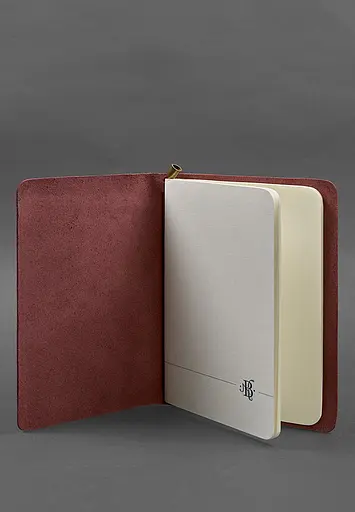 Кожаный блокнот (софт-бук) 8.0 на резинке бордовый краст - фото 3