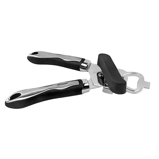 Консервный нож открывалка для консерв и бутылок 2в1 консервооткрыватель нержавеющая сталь пластик 23 см, Kitchen Master Черный 86666 - фото 1