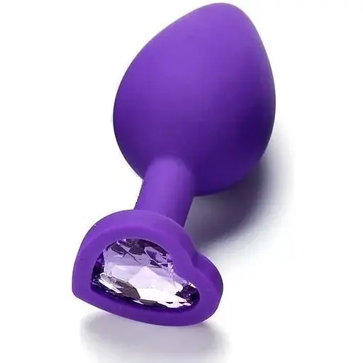 Силіконова анальна пробка з кристалом SKN-KSIL-08M (розмір M), Фіолетовий
