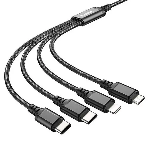 USB Кабель Hoco X76 4 в 1 Type-C x 2 + iP + Micro 1 м - фото 2