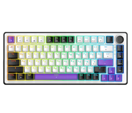 Клавіатура ігрова механічна HATOR HK-75-WV Hellyberry Switch USB White-Violet - фото 1