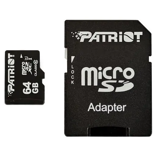 Карта памяти Patriot 64Gb microSDXC LX + SD-adapter (PSF64GMCSDXC10) - фото 1