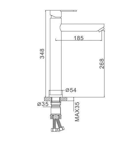F10801-2 (H801) Змішувач для умивальника нержавіюча сталь високий гусак гайка Ø35 Frap 1/10 Нержавіюча сталь - фото 2