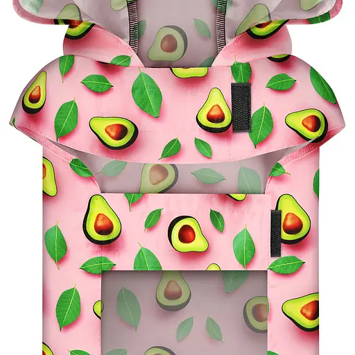 Дощовик-накидка з капюшоном для собак Waudog Clothes, малюнок "Авокадо на рожевому", XS, А 26-29 см, B 32-41 см, С 21-26 см - фото 4
