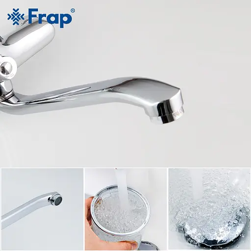 F2203 Змішувач для ванни довгий пл. вигнутий гусак Ø40 Frap 1/10 Хром - фото 3