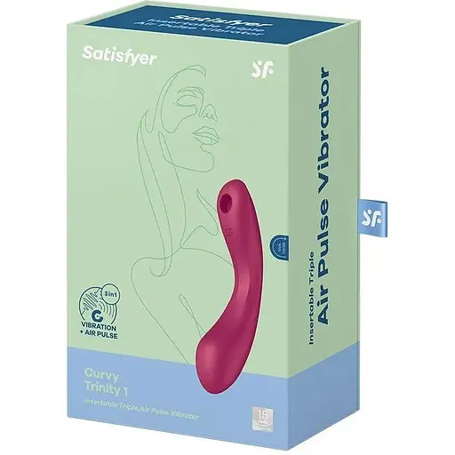 Вакуумний стимулятор із вібрацією Satisfyer Curvy Trinity 1 Red іграшка 3 в 1 - фото 6