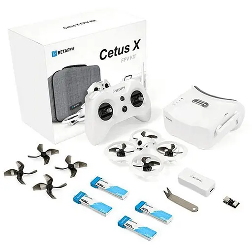 Квадрокоптер BETAFPV Cetus X FPV Kit с FPV-очками, 4 аккумуляторами, пультом и кейсом, до 80 м, до 5 мин