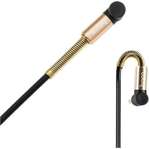 Кабель Hoco UPA-02 Aux Springs 2m Black/Gold [130921] - фото 4