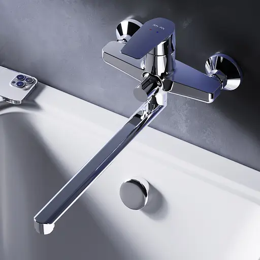 Змішувач для ванни Am.Pm Gem з довгим виливом хром F90E90000 Хром - фото 3