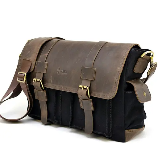 Сумка через плечо Tarwa из парусины и кожи крейзи 27х39х12 см sum0028153 - фото 2