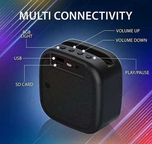 Колонка Bluetooth L011 портативная акустика с насыщенным звуком FM-радио и поддержкой USB microSD и AUX с RGB 5 Вт Черный - фото 3