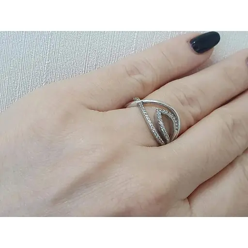 Серебряное кольцо Агни ОКТАВА с фианитами. 1163/1Р-CZ 17,5 - фото 2