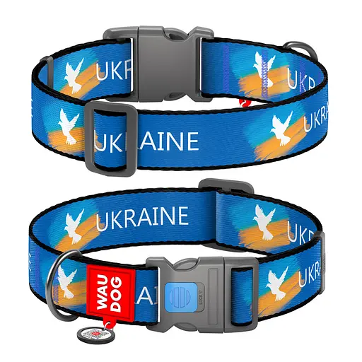 Ошейник для собак нейлоновый с QR-паспортом "Прапор" пластиковый фастекс размер XL XXL Ш 35 мм Д 46-70 см