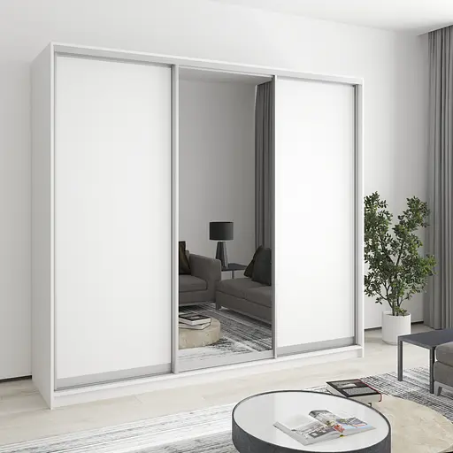 Шафа-купе тридверна MebelStar Стандарт AL 2ДСП/Дзеркало 230x60x210 см Аляска білий (MBS-2901)