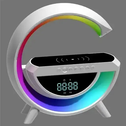 Портативная колонка + лампа + часы BT-3401 с функцией беспроводной зарядки (Белые) - фото 2