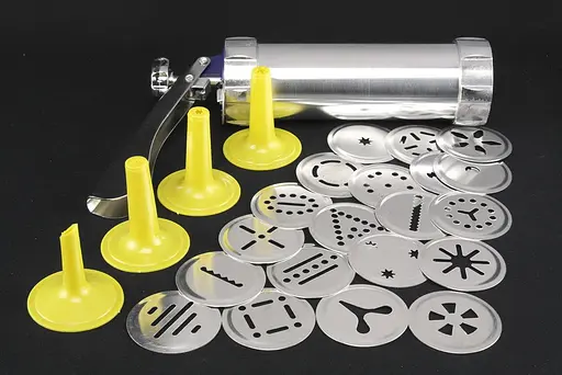 Дозатор шприц пресс для печенья кондитерский из нержавеющей стали с 24 насадками, Kitchen Master Серебристый 85255 - фото 3