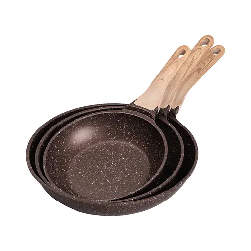 Набор универсальных сковородок ⌀ 20/24/28 см MGC алюминиевый с антипригарным покрытием 1,2/2/3 л. - фото 3