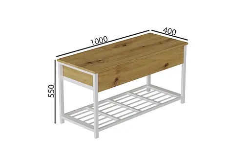 Банкетка з ящиком Ferrum-decor Дрейк 1 550x1000x400 метал Білий ДСП Дуб Артізан 16 мм (FRD-103057) - фото 3