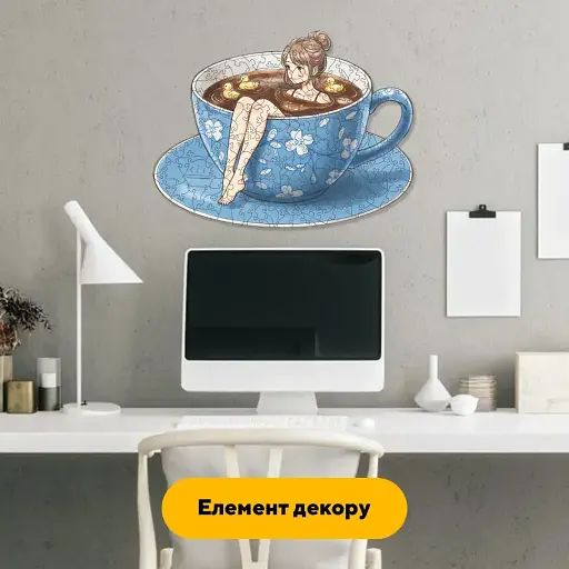 Деревянный фигурный пазл Кофейка с утятками, А1, Картонная коробка 500+ элементов - фото 5