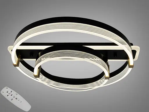 Стельова LED люстра біла 58 Вт два кільця димер ПДУ - фото 1