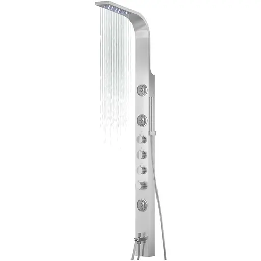 Душова панель Corsan Snake inox LED з виливом та термостатом S002TSLLEDW, Нержавіюча сталь - фото 1