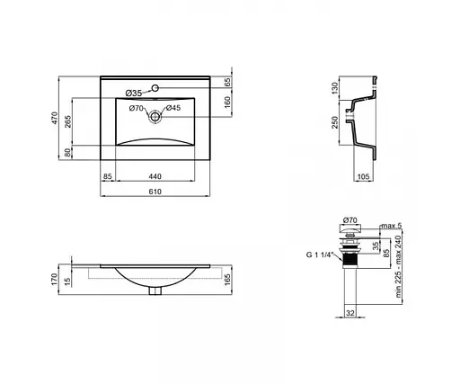 Умивальник Sanwerk "Qtap Albatross" 60 (UV0000142), Білий - фото 2
