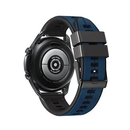 Ремінець силіконовий Tamister для годинника 22 мм темно-синій з чорним Xiaomi Watch S1/S2/S3 - фото 4