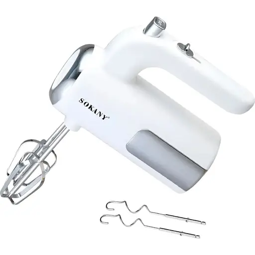Ручний міксер Sokany SK-6640 із насадками для тесту 5 швидкостей 400Вт Білий - фото 1