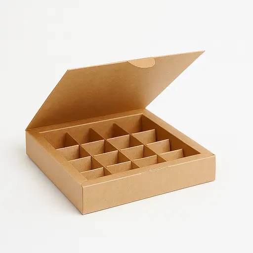 Набор из 5 коробок крафт для 16 конфет, орешков, макаронс, зефира и тарталеток с ячейками 185×185×35 мм подарочная упаковка, Vals Крафт 87907 - фото 9