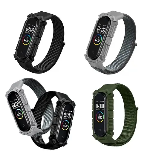 Ремінець Amazfeel для фітнес-браслета Mi Band 3, 4, 5, 6, 7 Armor design нейлоновий чорний - фото 4