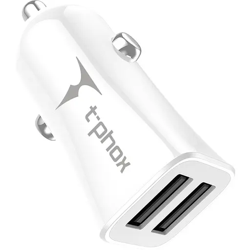 АЗУ T-PHOX Pocket 2.4A Dual USB white