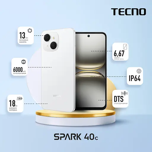 Смартфон Tecno Spark 40C KM4k 6.67" 4/128ГБ 2SIM 6000 мАxгод Veil White - фото 2