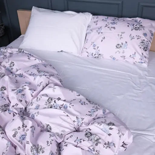 Простирадло MirSon Сатин 22-1377 Flowers on Snow 200x220 см (2200010476026)