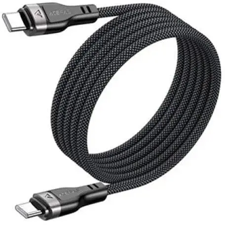 Кабель Acefast C11-03 Type-C to Type-C 3A 60W 1.2 м nylon + PVC zinc connectors чорний - фото 1