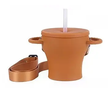 Безопасная пищевая силиконовая складная чашка oldbro 450 мл orange dark - фото 1