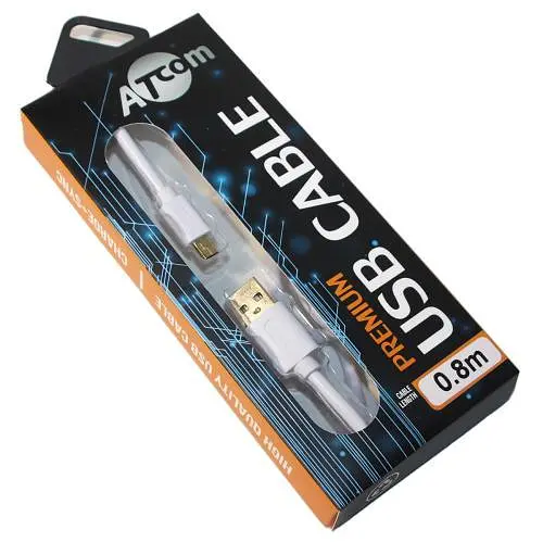 Кабель USB 2.0 AM - miniUSB (5P), 0.8 м, белый, Atcom Premium (17295) - фото 1