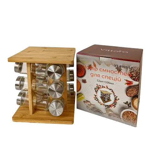 Набір ємностей для спецій Vittora 12 шт. по 100 мл VT-8905-12 (147020) - фото 2