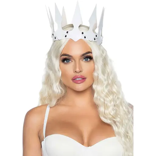 Leg Avenue Faux LeaTher spiked crown White