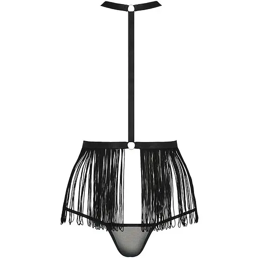 Комплект белья Passion Exclusive INDRA SET OpenBra Black XXL/XXXL: стринги, портупея с бахромой - фото 5