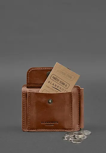 Кожаный портмоне 13.0 зажим Светло-коричневый Crazy Horse - фото 8