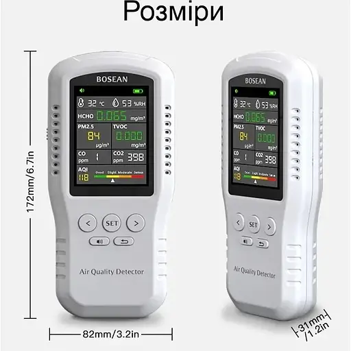 Датчик анализатор качества воздуха Bosean T-Z01Pro по 5-ти параметрам профессиональный портативный - фото 5