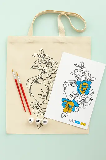Набор экосумка-раскраска «Цветы в волосах» хлопок 220 г/м2 38х42см ROSA Talent [CD] - фото 2