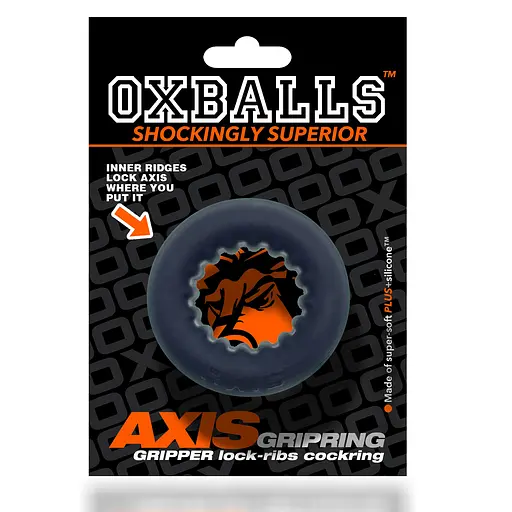 Эрекционное кольцо Oxballs Axis Rib Griphold 5 см (черный) - фото 9