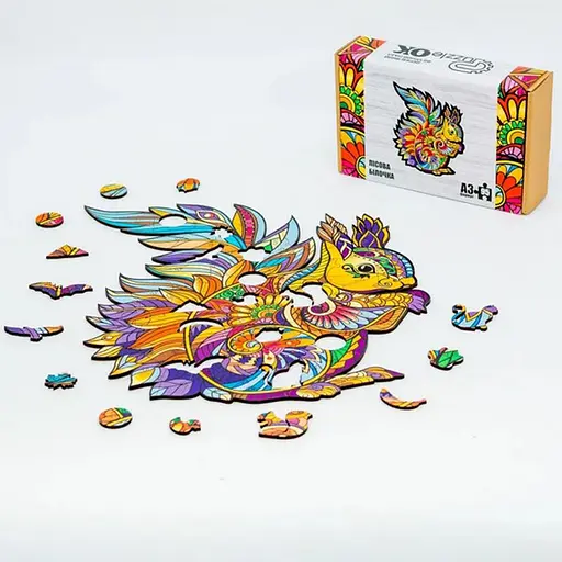 Фігурний дерев'яний пазл "Лісова білочка" PuzzleOK PuzA3-00728, 95 деталей - фото 2