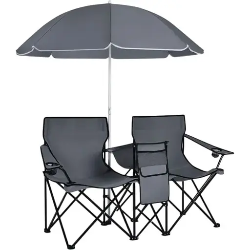 Комплект раскладных стульев Costway Parma с зонтиком серый
