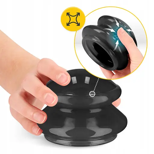 Вакуумные массажные банки 4FIZJO MED+ силиконовые для тела (китайские/антицеллюлитные банки) 4 шт Black (P-5907739314932) - фото 3