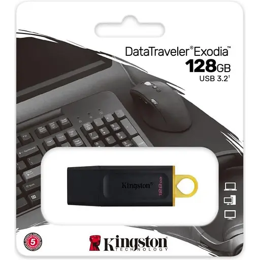 Флеш-накопитель Kingston 128GB USB3.2 DataTraveler Exodia Black/Yellow (DTX/128GB) - фото 5