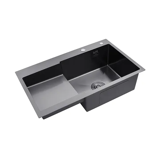 Кухонна мийка Kroner KRP Schwarze - 7848RHM PVD (3,0/1,0 мм) CV030024, Чорний - фото 4