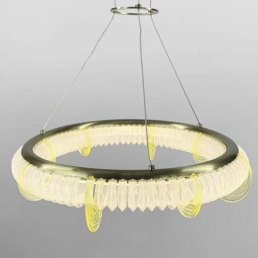 Латунная кольцевая люстра с прозрачными и желтыми пластинами Ø 65 см | Ст. D 236-650 | Line F - фото 1
